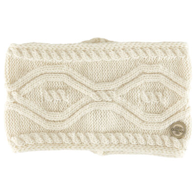 Oatmeal Diamond Aran Knit Headband 